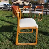 Set of 4 Baumann sled chairs with restored seats