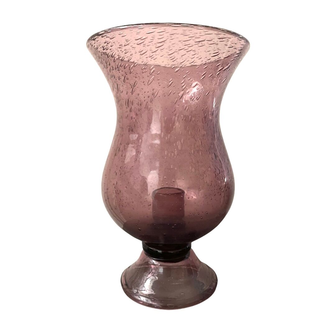 Pink glass photophore by Biot