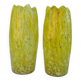 Paire de vases en verre soufflé Clichy Legras