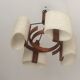 Teak hanging lamp and 4 shades in perpex 1950