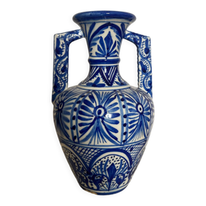 Vase en céramique à - bleu motifs