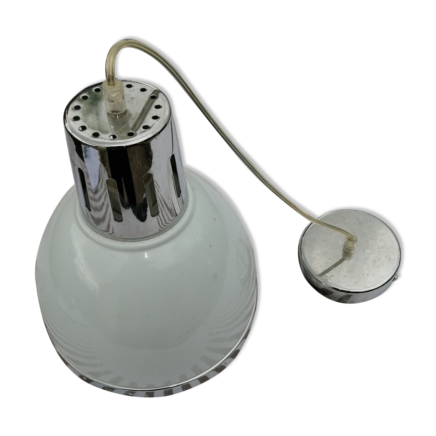 White and chrome industrial suspension