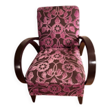 Art Deco armchair, reupholstered and covered in Pierre Frey fabric
