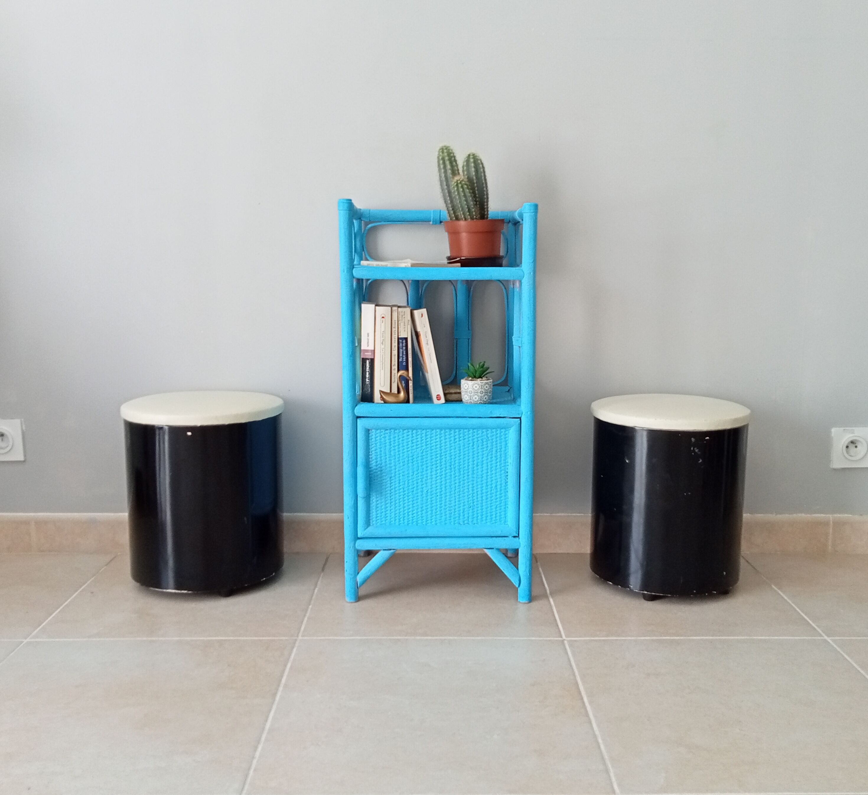 Pair of vintage pouf 60/70s