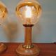 Pair of wooden and blown glass lamps, Honsel Leuchten, 1970s