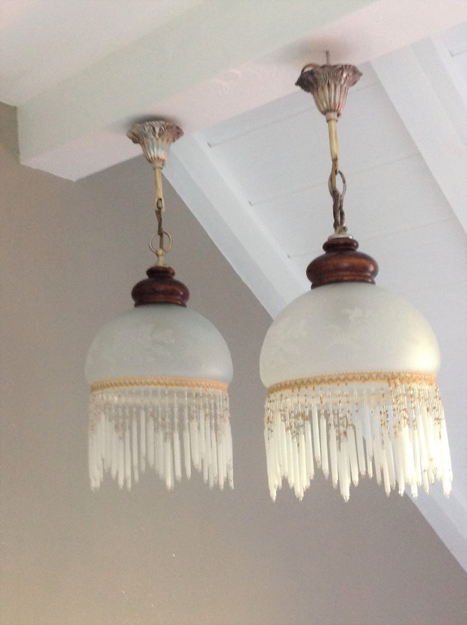 Pair of art deco style frosted glass globes