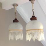 Pair of art deco style frosted glass globes
