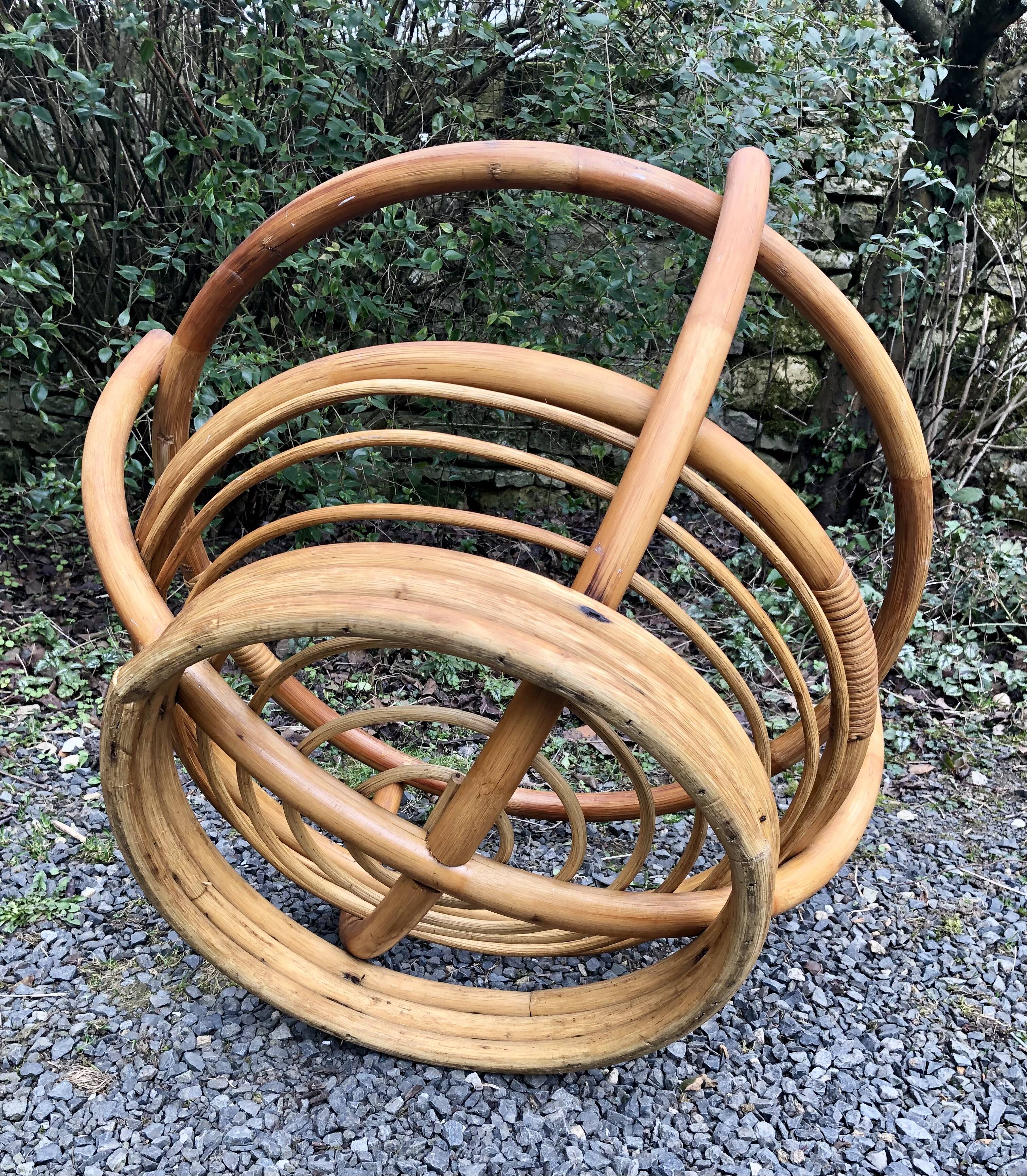 Rattan and glass coffee table