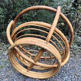 Rattan and glass coffee table