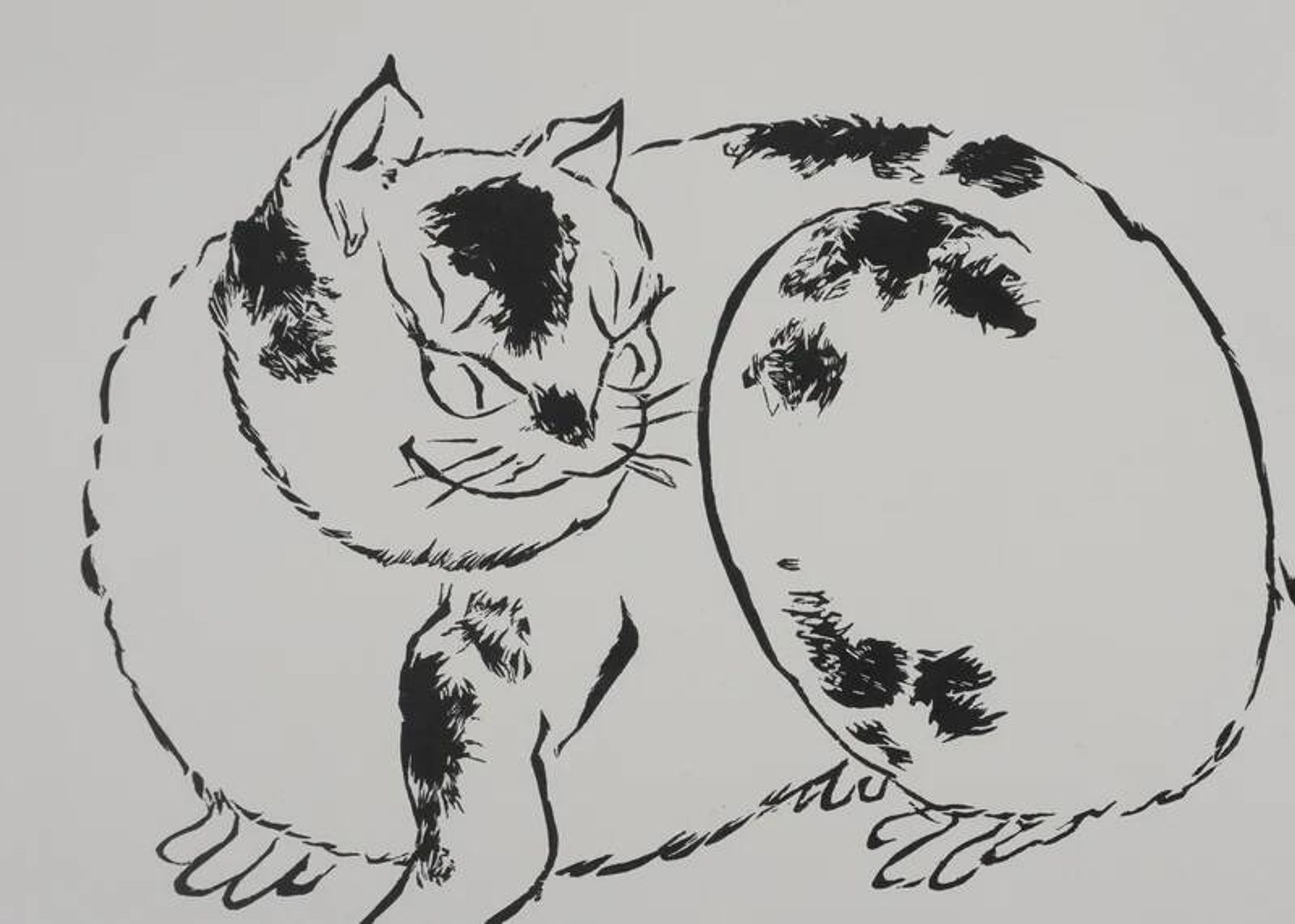 Mokuchu URUSHIBARA: Japanese print, The Cat, Signed woodblock print