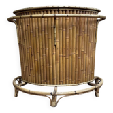 Vintage bar in rattan & bamboo - 70's spirit - Authentic patina