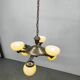 Art Deco Chandelier in Czech Brass with Cream Glass, 1920s