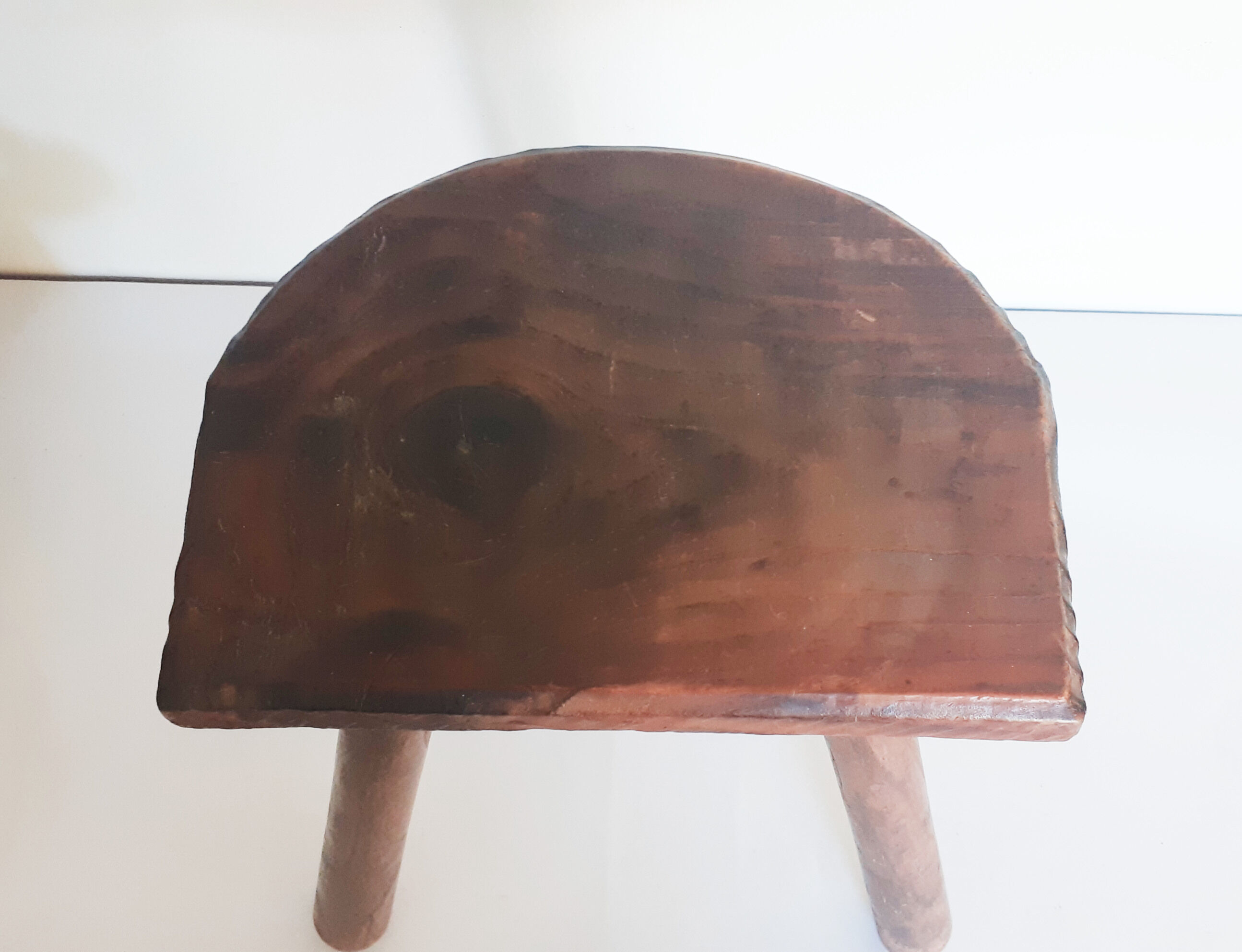 Farm stool 1/2 round vintage tripod