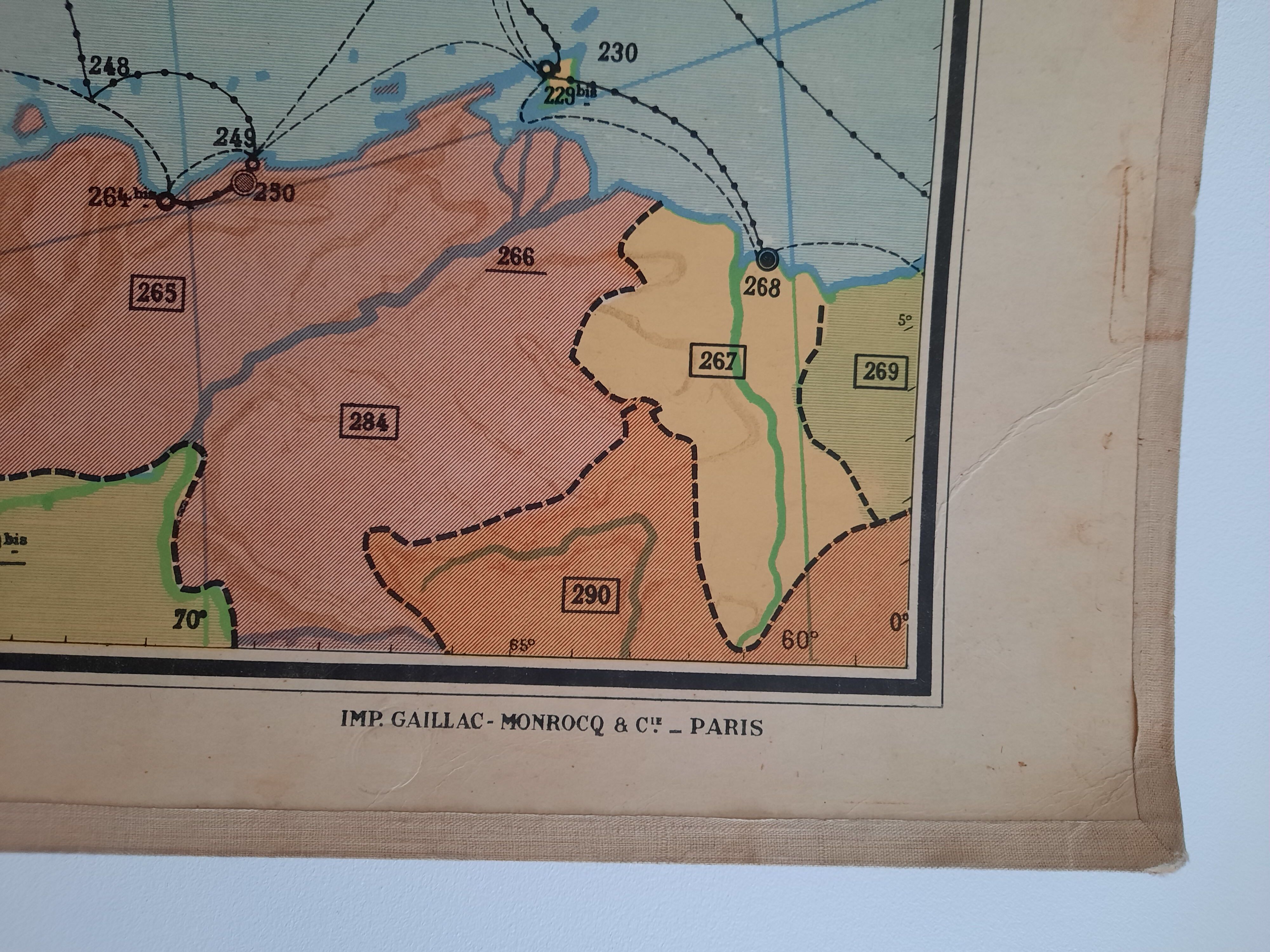 Carte scolaire ancienne de l.'Amérique du Nord, Vidal-Lablache U.S.A. cartonnée