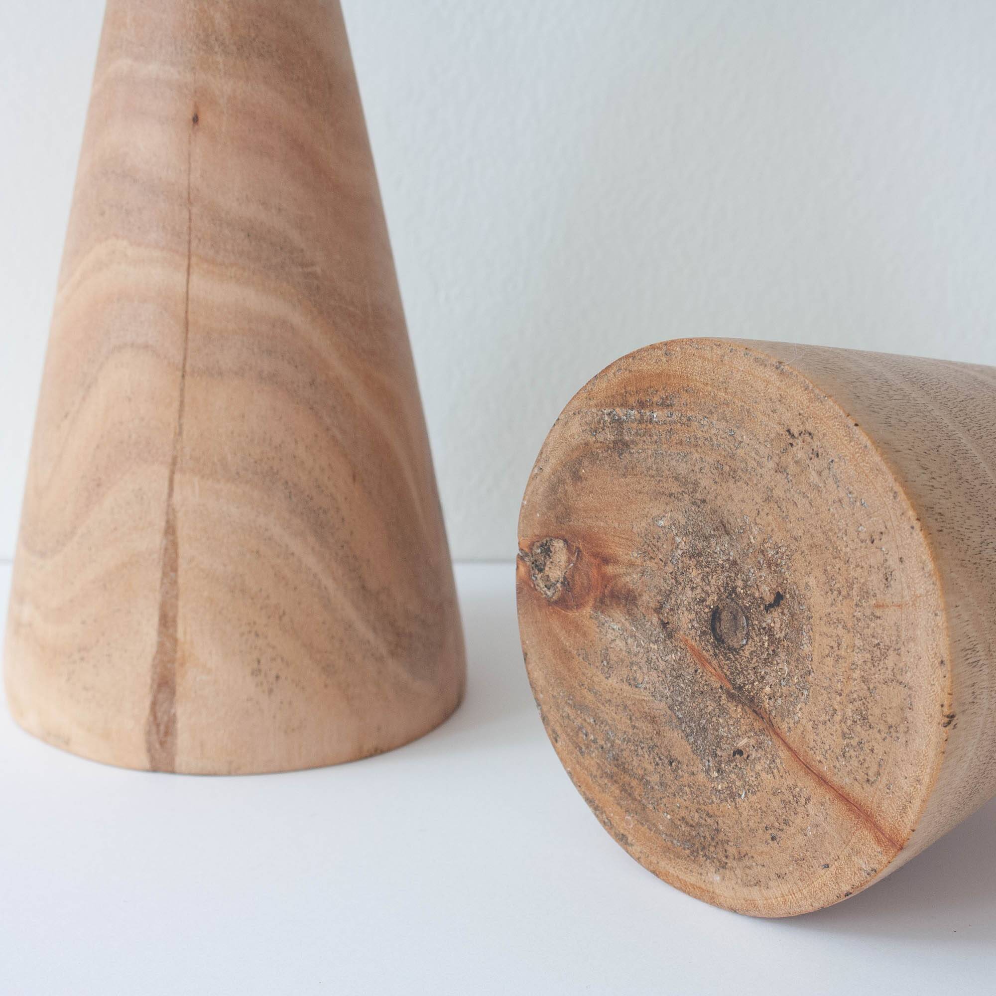 Pair of Wood Candle Holders in Danish Design Style, 1970's