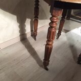 Round table old solid oak wheels 2 extensions folding sides