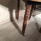 Round table old solid oak wheels 2 extensions folding sides
