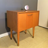 French vintage bedside in varnished blond wood 60