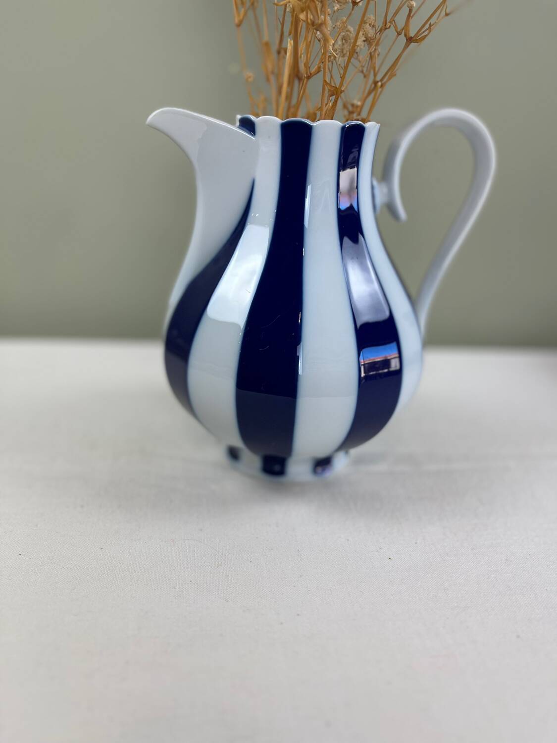 Cobalt striped carafe