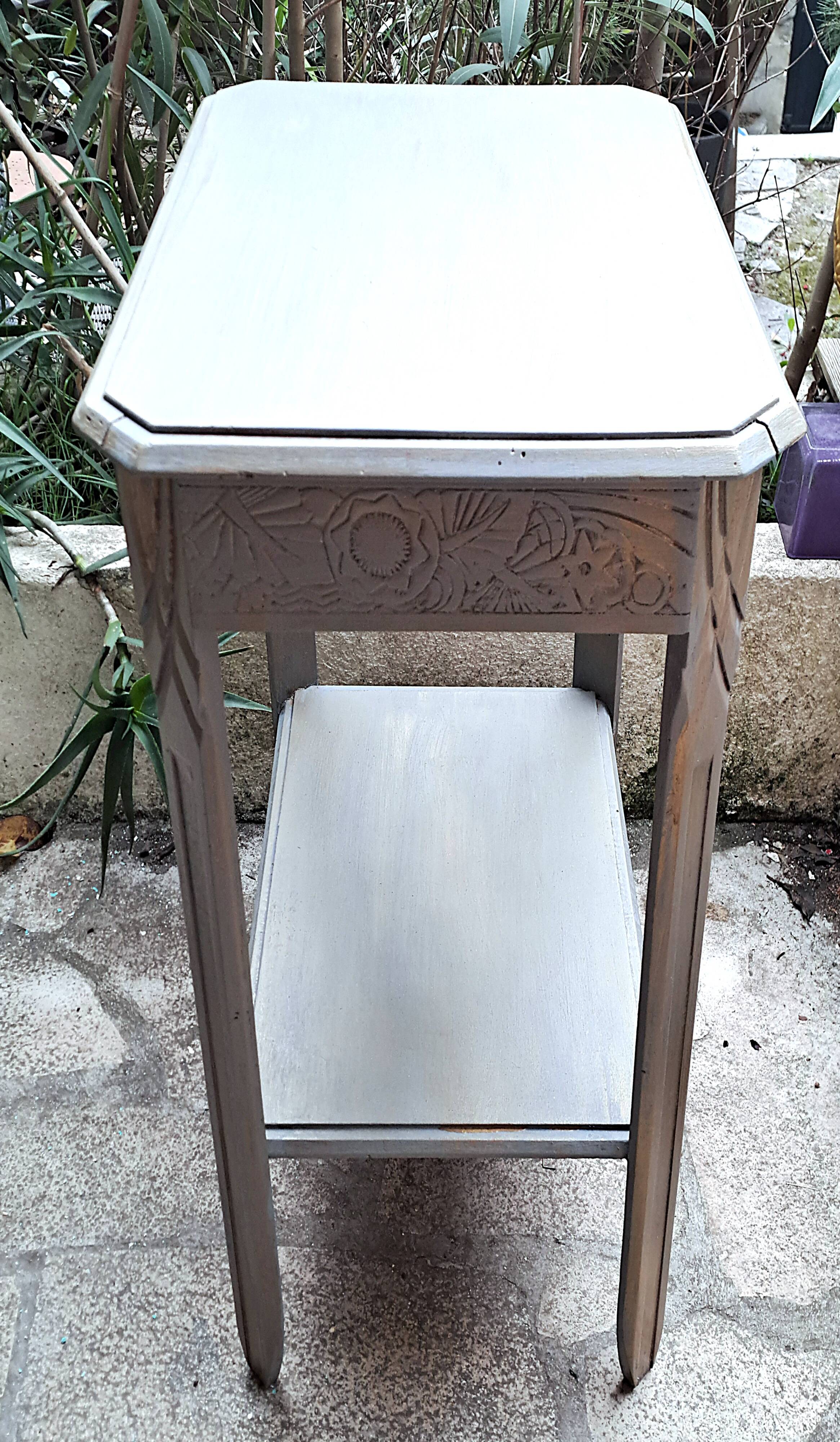 Wooden coffee table Art Deco style carved vintage interior decoration
