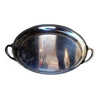 Silver metal tray 61 cm early 20th century oval