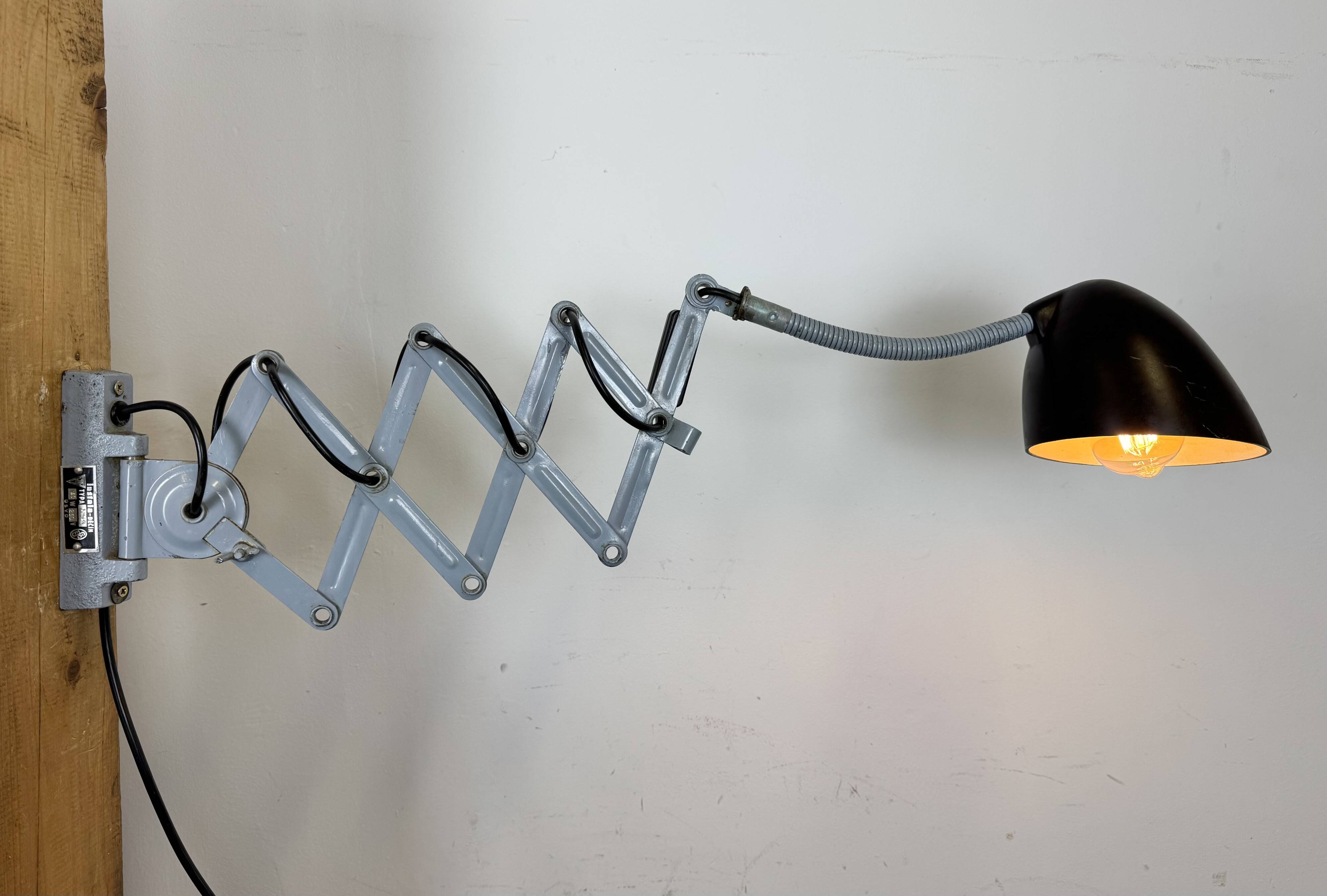 Grey Industrial Scissor Wall Lamp from Elektroinstala, 1960s