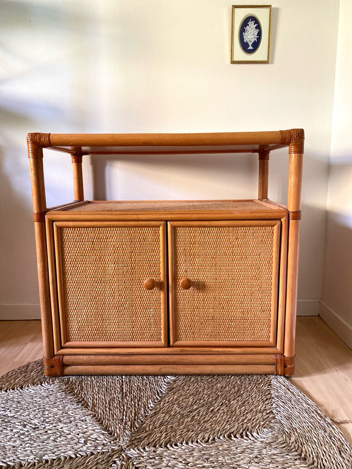 Vintage rattan and cane sideboard