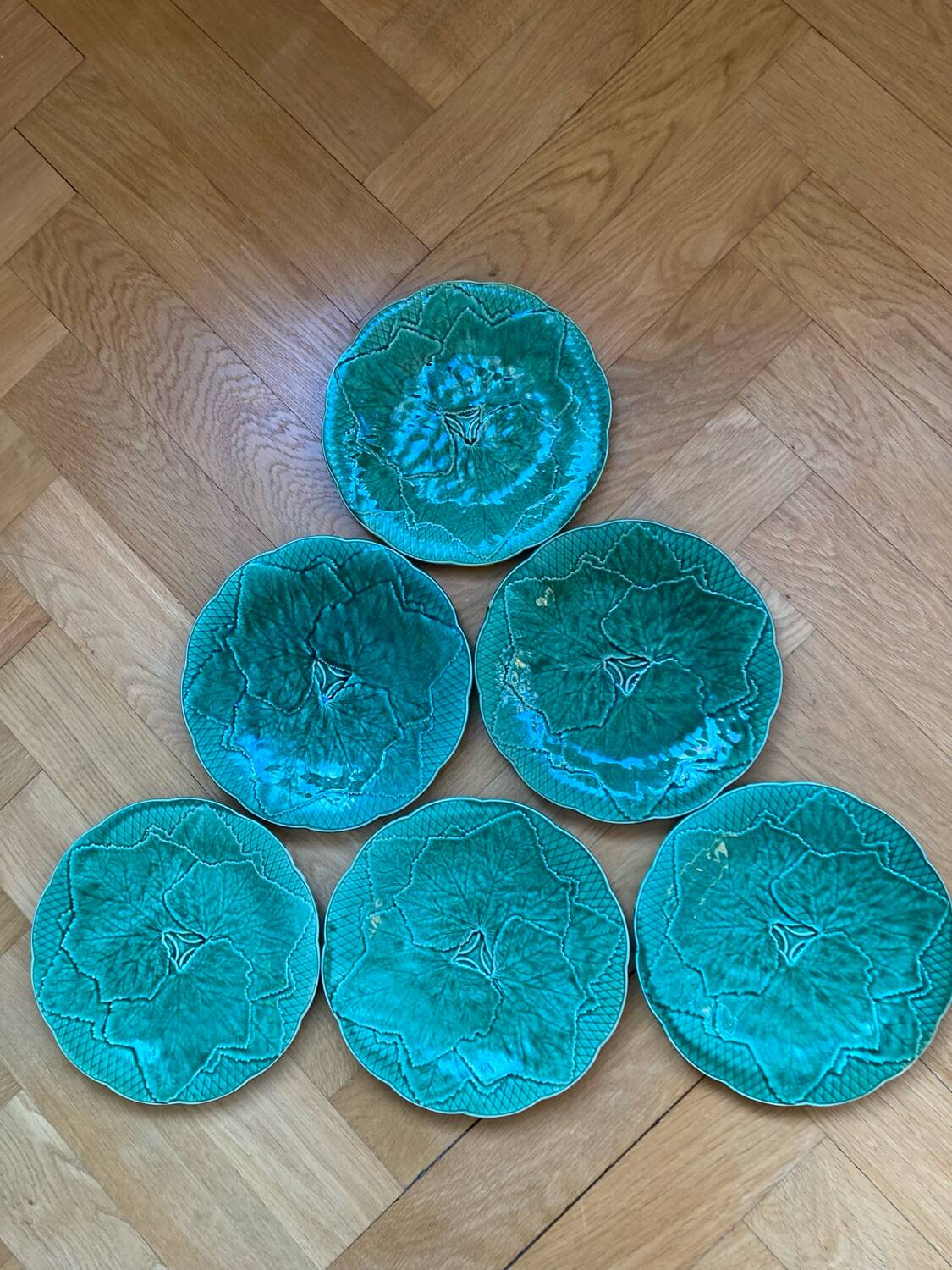 Gien Leaf Slush Dessert Plates