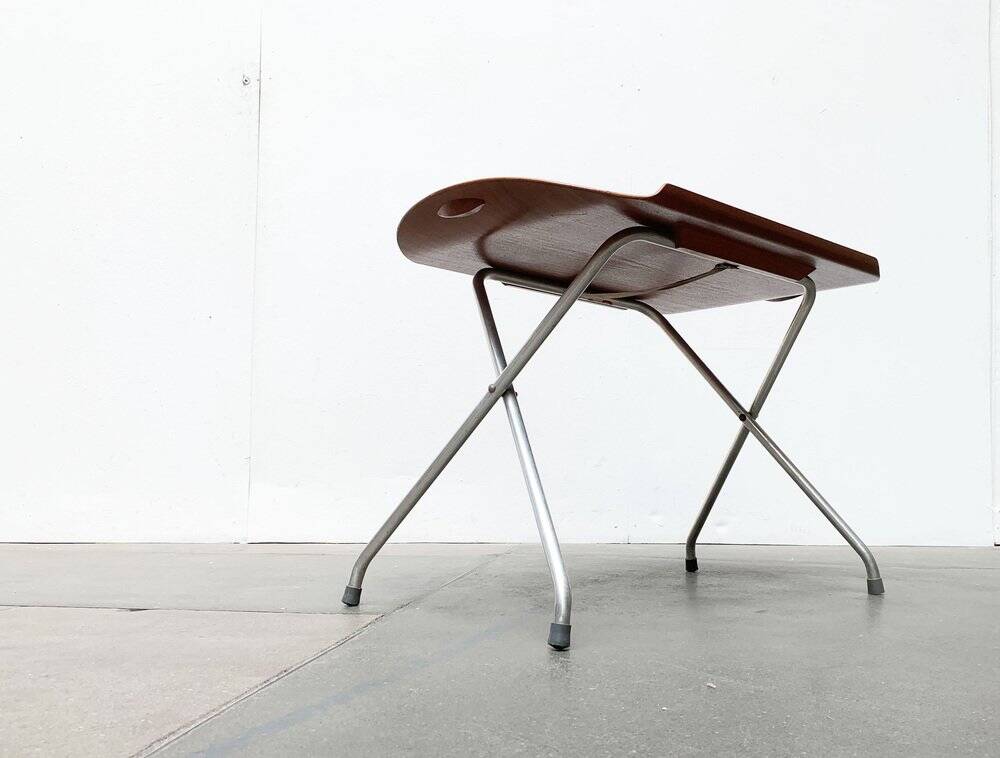 Folding table in teak with Norwegian alminette from the mid-century by F.M. Produkt, Frederiksberg Metalvarefabrik, 1960s.