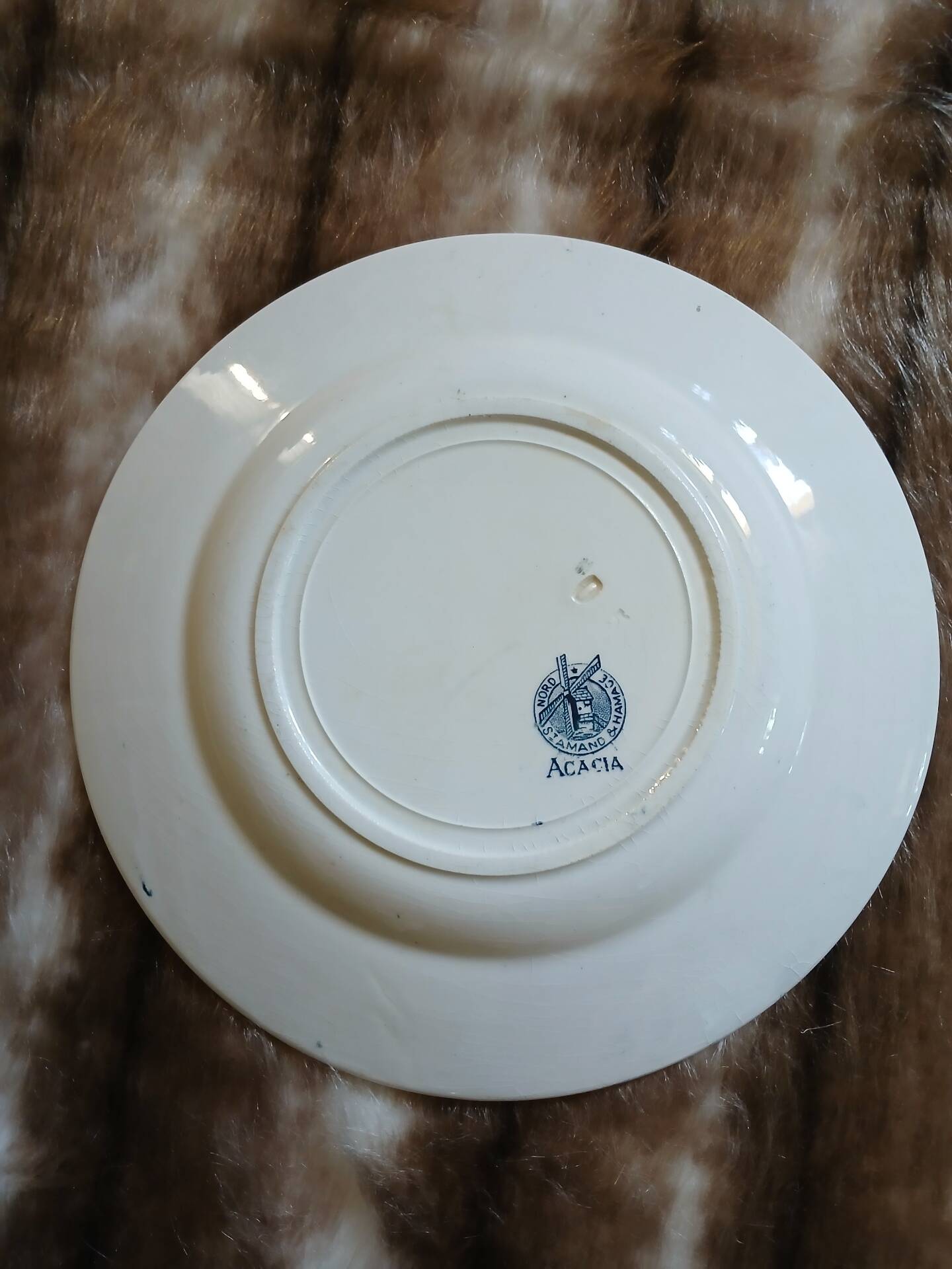 13 mismatched flat plates in ironstone