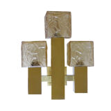 Wall lamp vintage kalmar austria, brass & glass, 70s