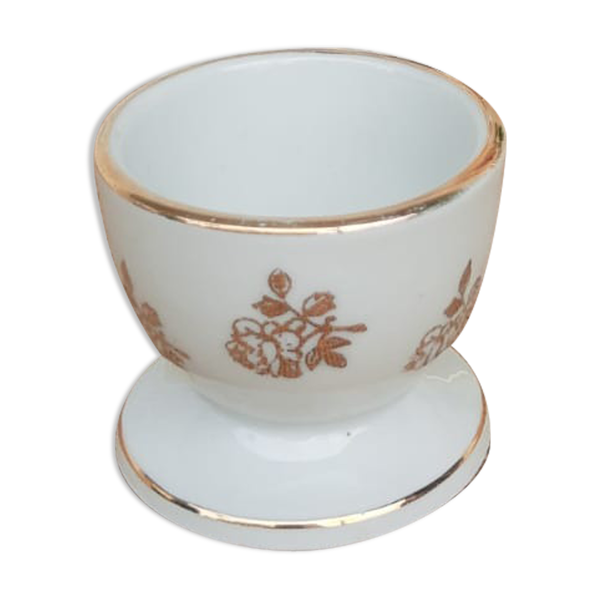 Ancien coquetier Berry haute porcelaine France vintage