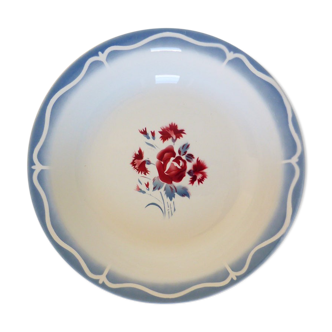 Vintage round and hollow serving dish in porcelain by Digoin Sarreguemines model Nina Rosa
