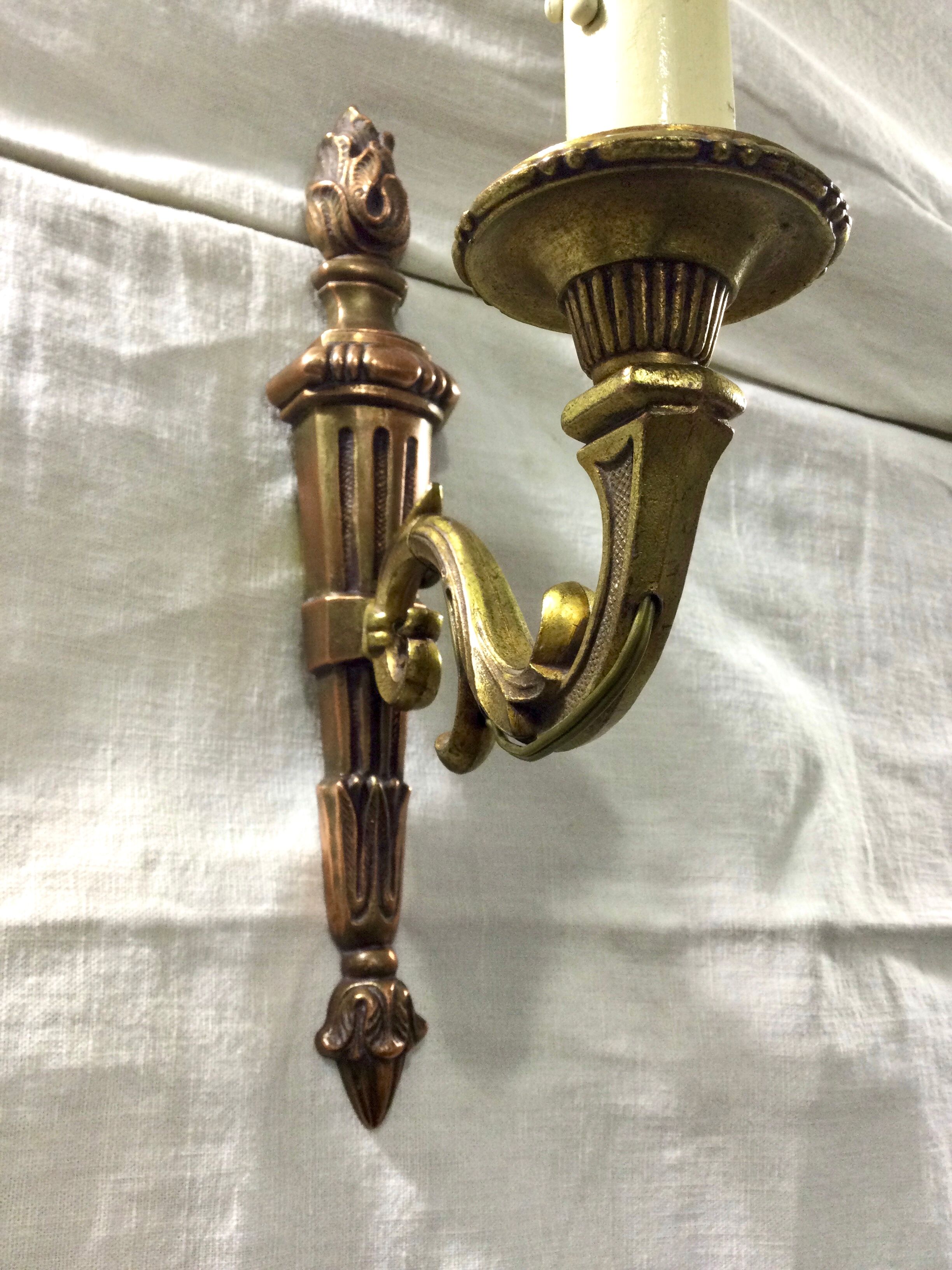 Louis XVI style wall lamp in gilded copper
