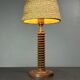 Midcentury French brutalist wood turned table lamp, Charles Dudouyt style