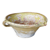 Bol à confit français ancien à glaçure jaune, tian