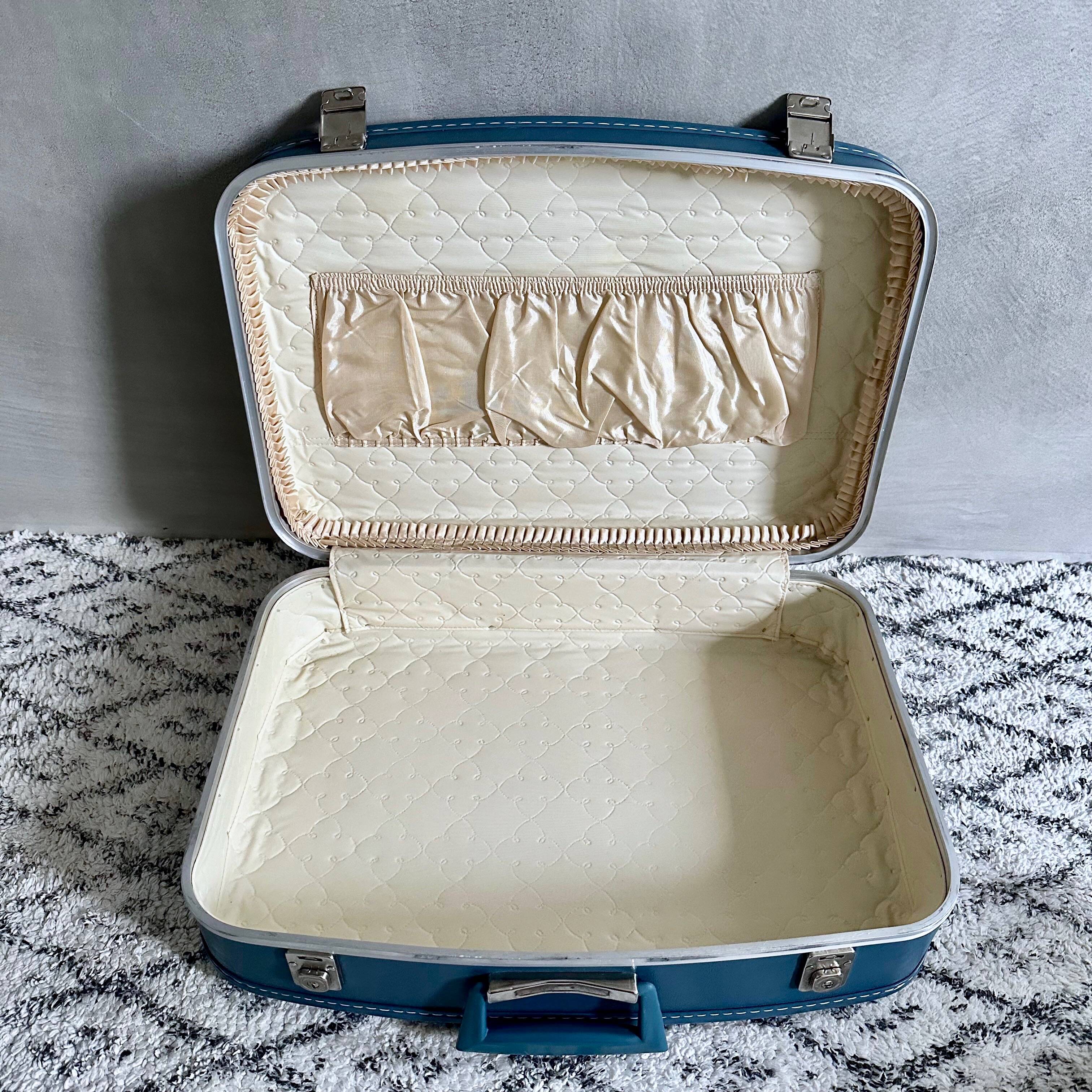 Vintage suitcase set Air France stewardess, cosmetic case, hard shell suitcase, hat box