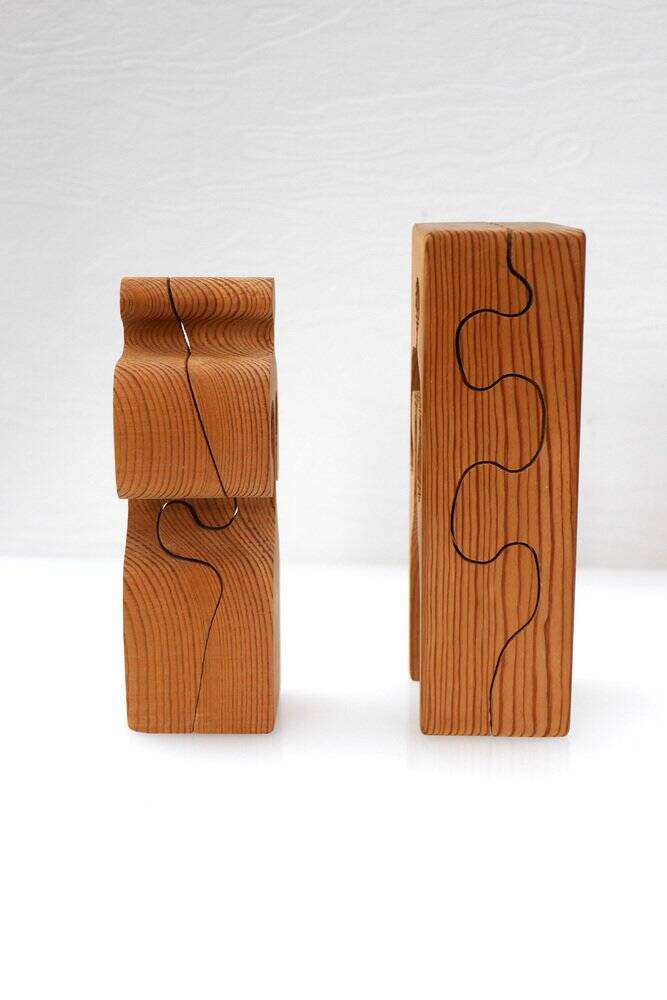 Puzzle in wood sculpture by Gunnar Kanevad for Gamla Linköping, Sweden, 1962.