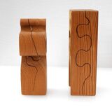 Puzzle in wood sculpture by Gunnar Kanevad for Gamla Linköping, Sweden, 1962.
