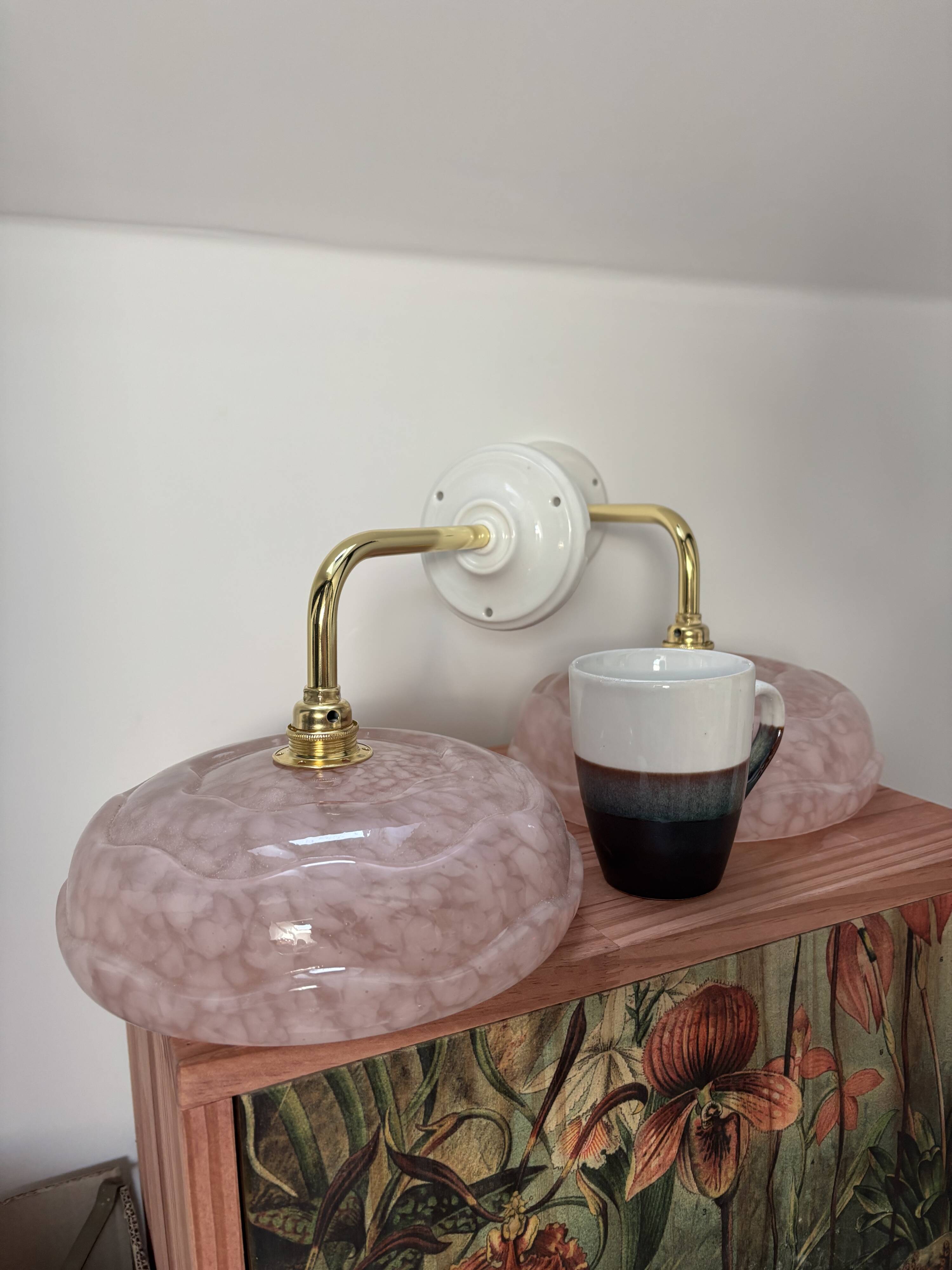 Pair of Art Deco speckled glass sconces