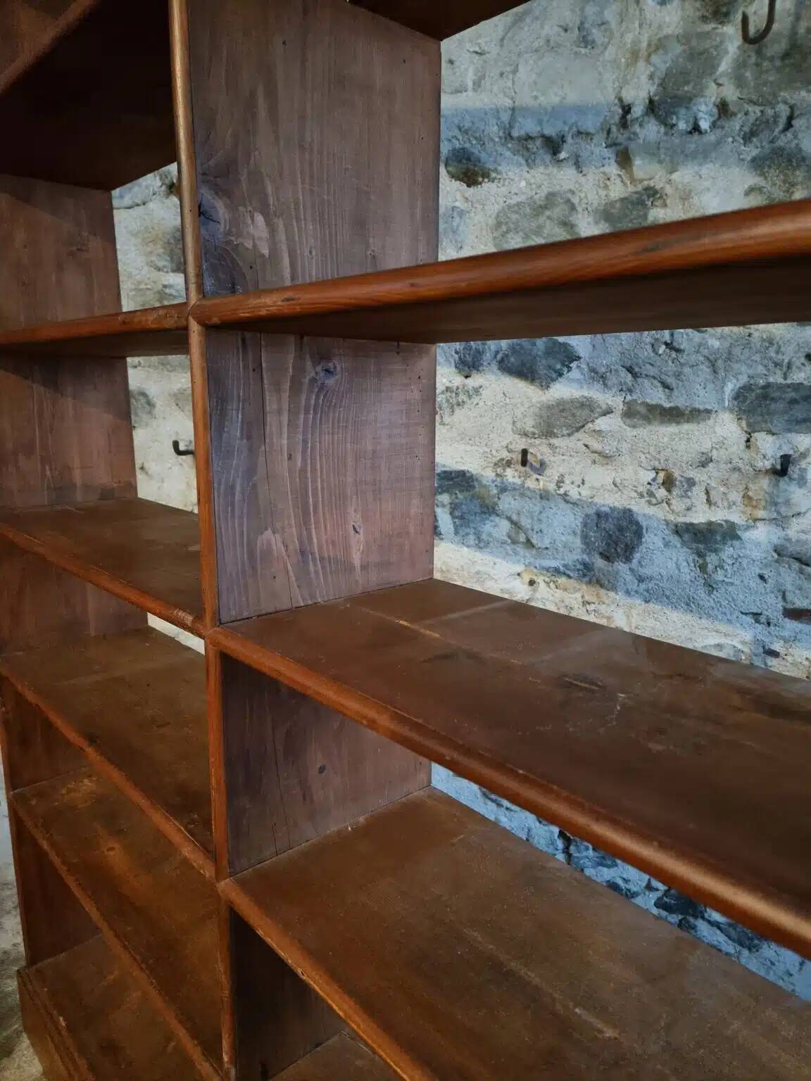 Large open shop shelf from an old French store by Chalmette, 1930s.