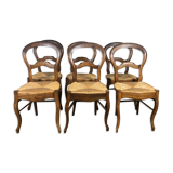 Suite of 6 Louis Philippe chairs mulched in walnut