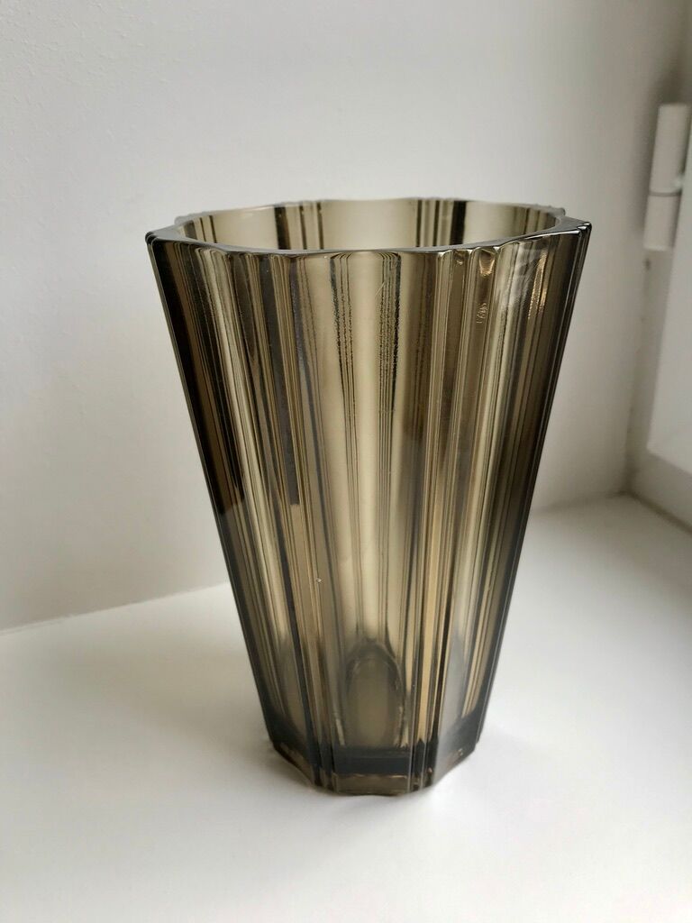 Pair of pleated smoked glass vases in the 70s