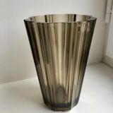 Pair of pleated smoked glass vases in the 70s