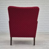 1950s, Danish design, armchair, original condition, red cotton-wool fabric.