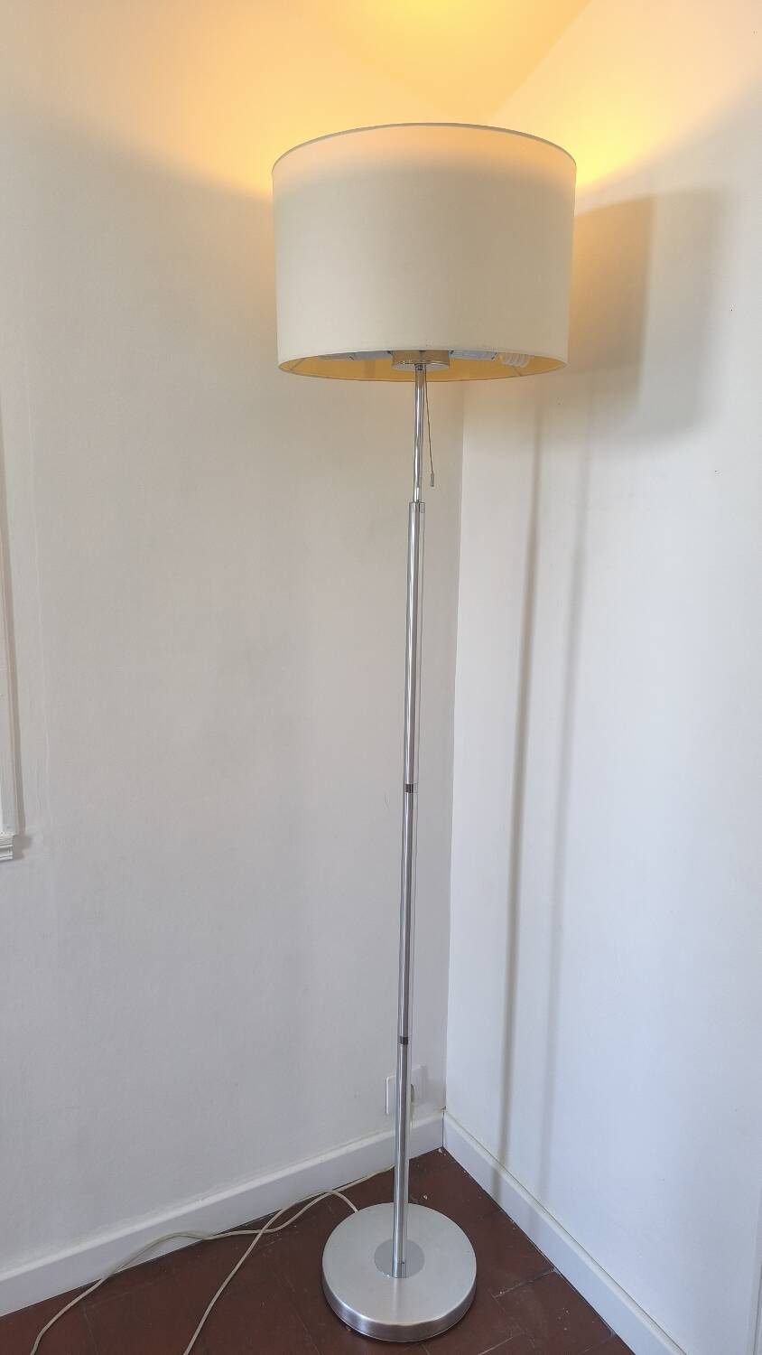 Vintage Floor Lamp with Fabric Shade by Erco, Germany, 1960s