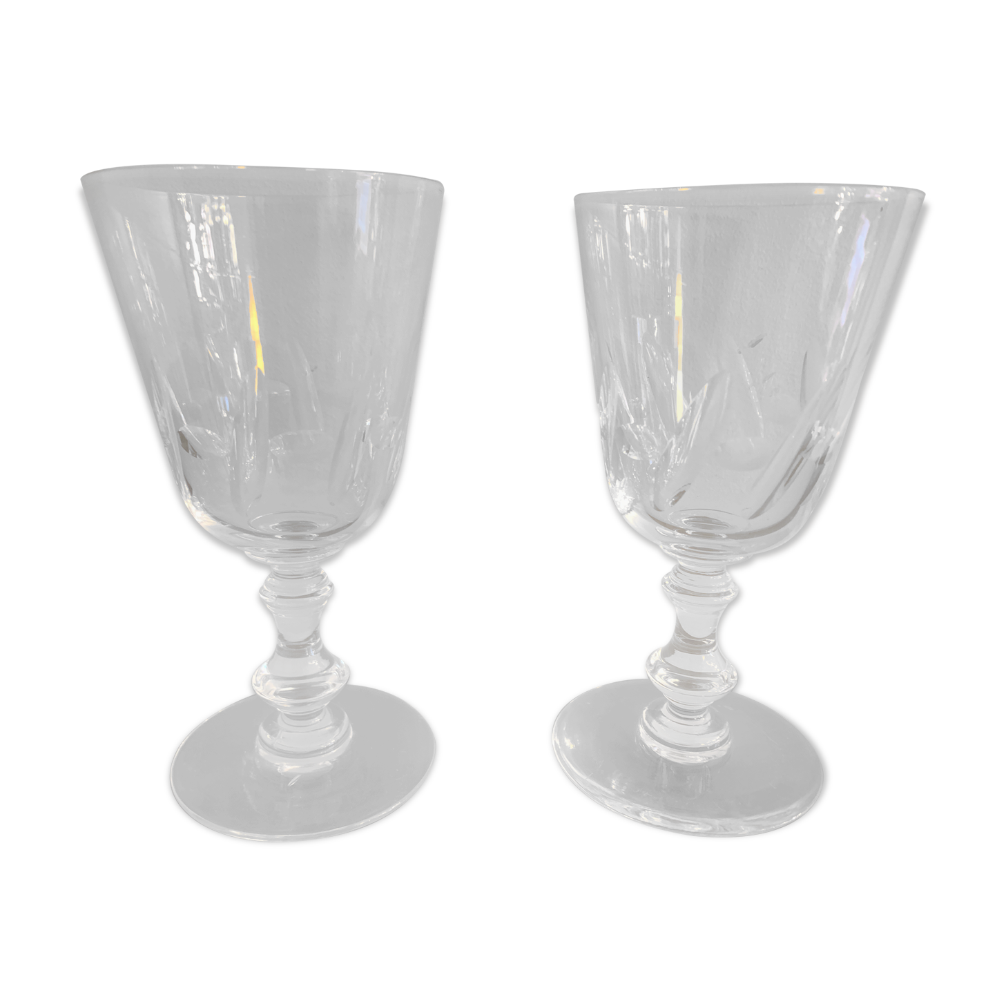 2 crystal-blown walking glasses