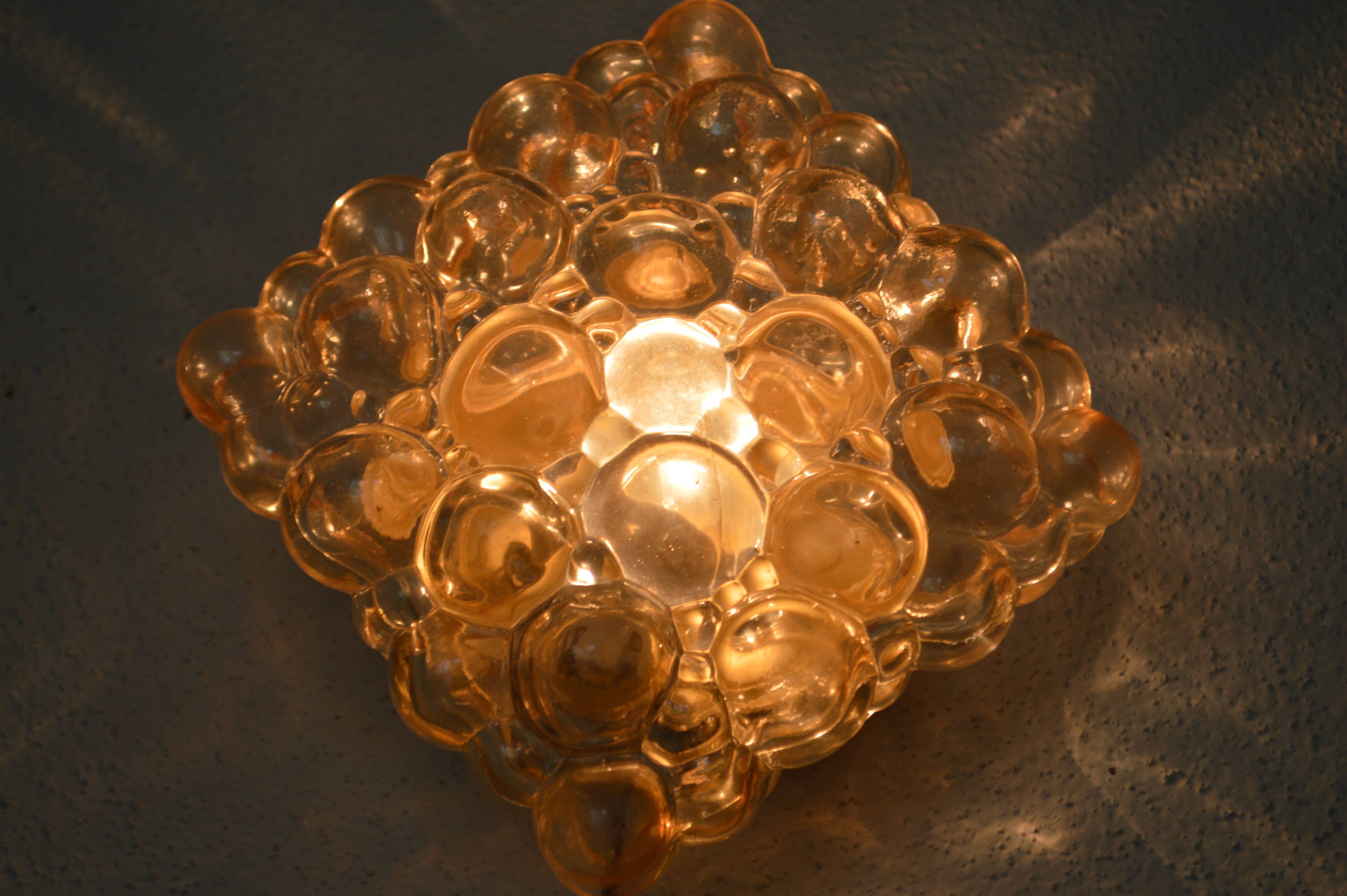 Glass wall lamp by Helena Tynell for Glashütte Limburg vintage design