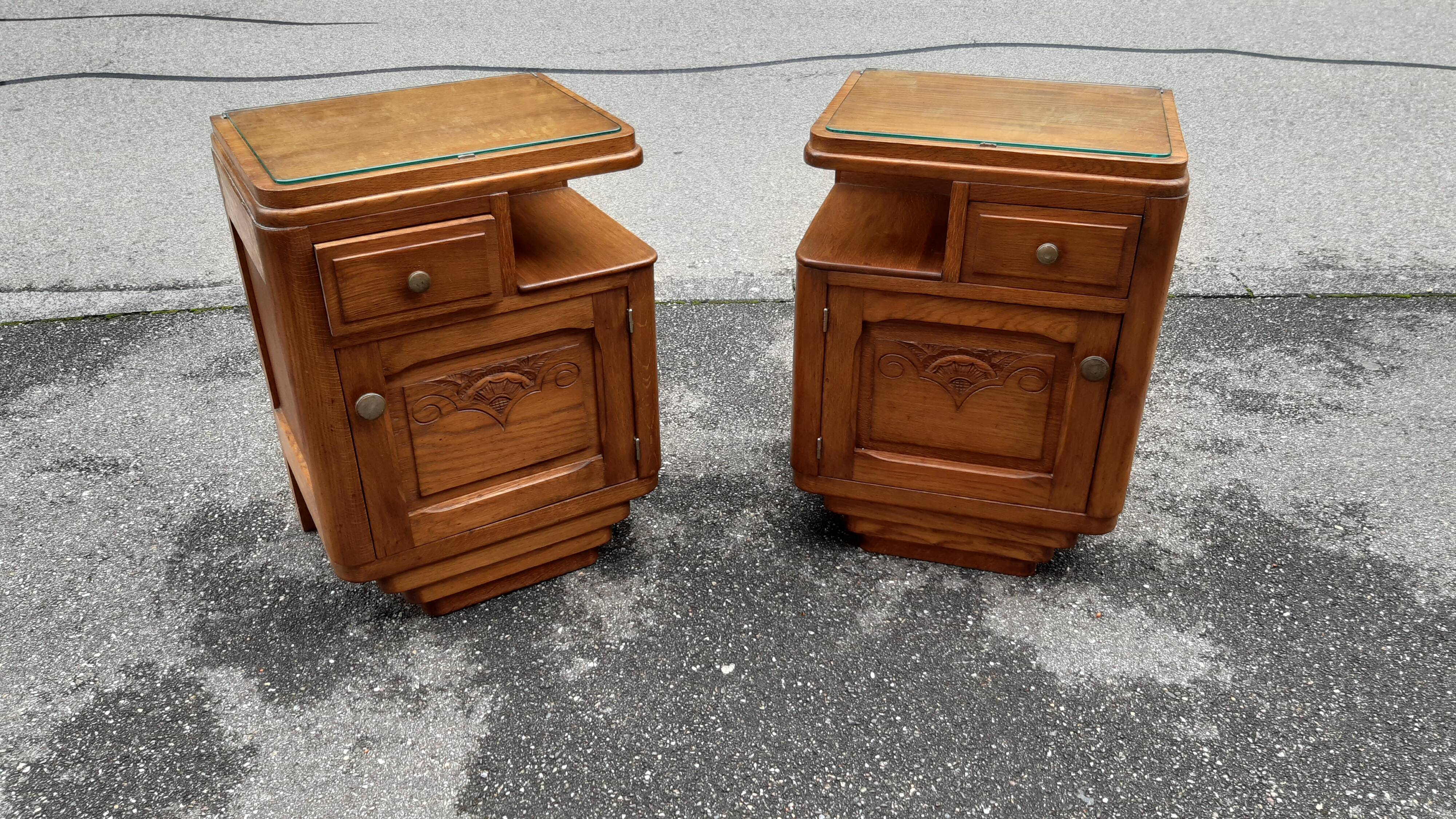 Bedside art deco solid oak