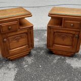 Bedside art deco solid oak